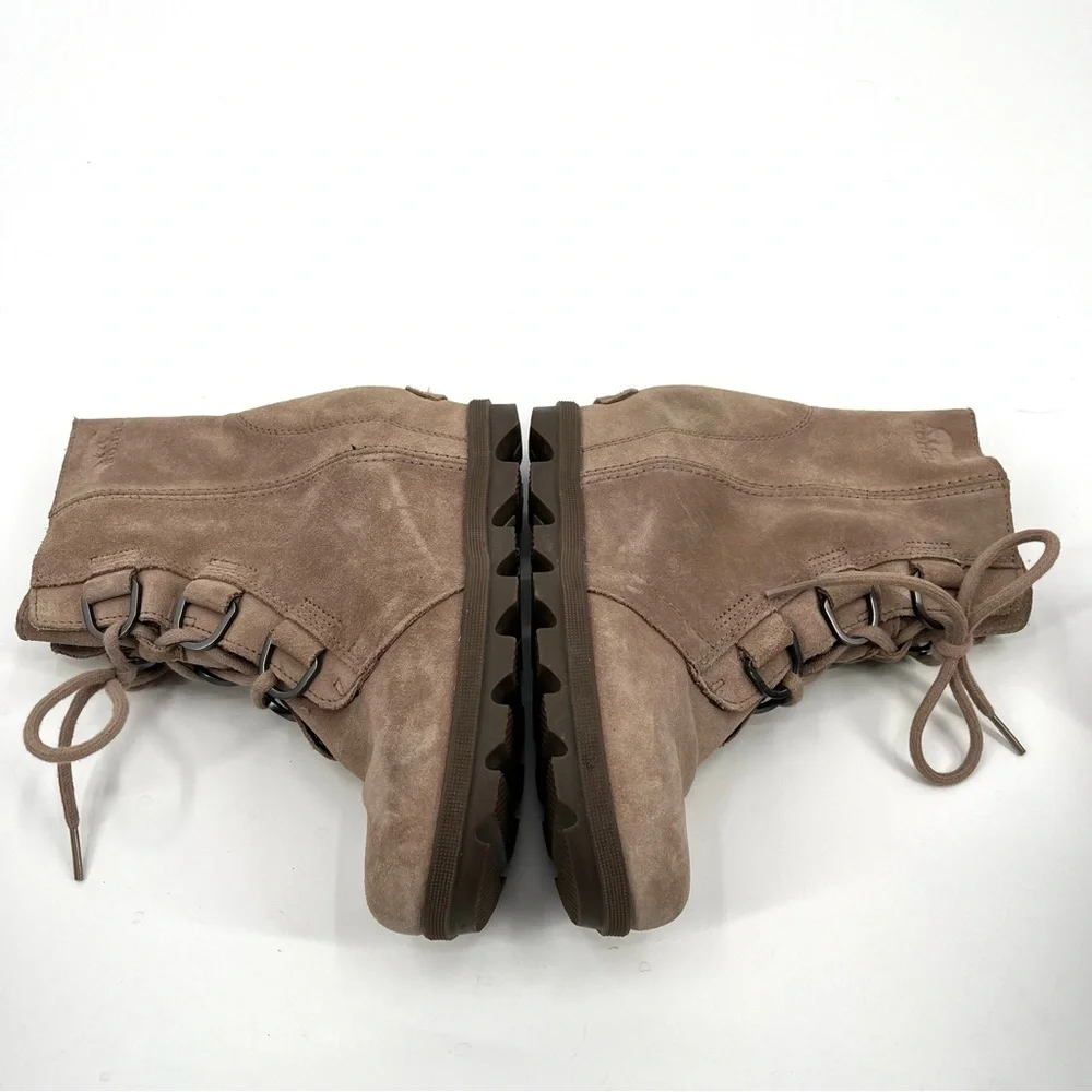 SOREL Joan of Arctic Wedge II Tan Suede Leather Lace Up Ankle Boots 4 Girls Boot